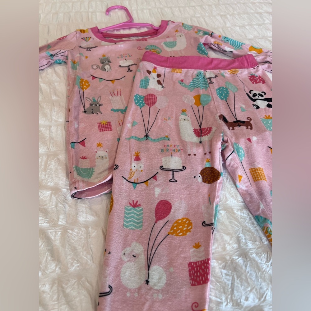 Little Sleepies Pink Party Animals Birthday Long Sleeve Pajama Set Size 12-18M - Picture 9 of 9